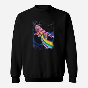 Crazy Space Cat With Eye Lasers And Rainbow Farts Sweat Shirt - Seseable