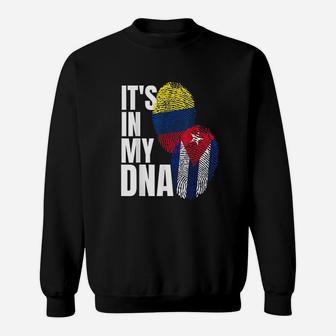 Cuban And Colombian Dna Mix Flag Heritage Sweatshirt - Seseable