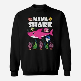 Cute Baby Sharks Lovely Mama Shark Funny Cool Sweat Shirt - Seseable