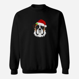 Cute Boxer With Santa Hat And Beard Christmas Gifts Sweat Shirt - Seseable