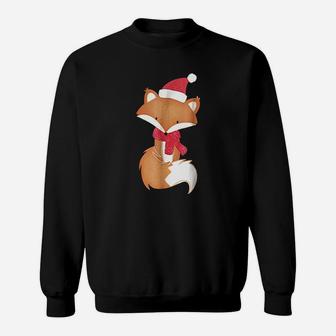 Cute Christmas Fox Adorable Xmas Scarf Fox Sweat Shirt - Seseable