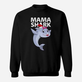 Cute Christmas Mama Shark For Women Sweat Shirt - Seseable