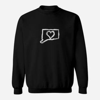 Cute Connecticut Love State Outline With Heart Sweat Shirt - Seseable