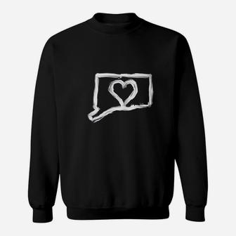 Cute Connecticut Love State Outline With Heart Sweatshirt - Seseable
