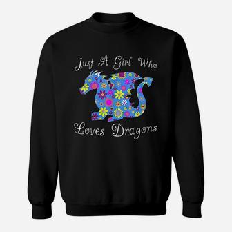 Cute Dragon Lover Gift Women | Just A Girl Who Loves Dragons Sweatshirt - Seseable