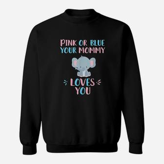 Cute Pink Or Blue Your Mommy Loves You With Baby Elephant Sweat Shirt - Seseable