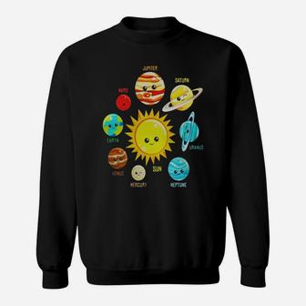 Cute Planets Solar System T Shirt, Apparel For Kids Sweat Shirt - Seseable