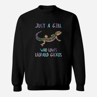 Cute Watercolor Lizard Just A Girl Who Loves Leopard Geckos Sweat Shirt - Seseable