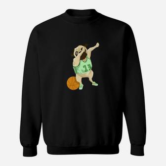 Dabbing Basketball Pug Funny Sports Lover Graphic Sweat Shirt - Seseable