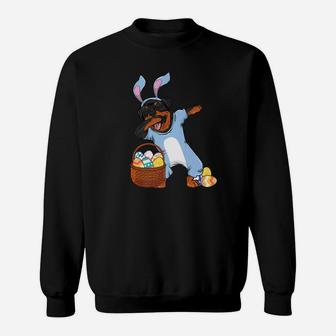 Dabbing Easter Bunny Rottweiler Dog Girls Design Sweat Shirt - Seseable