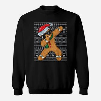 Dabbing Gingerbread Man Cookie Christmas Gingerbread Ugly Sweat Shirt - Seseable