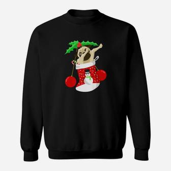 Dabbing Pug Christmas Stocking Funny Christmas Dogs Sweat Shirt - Seseable