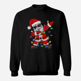 Dabbing Santa Claus Christmas Tree Lights Boys Kids Dab Xmas Sweat Shirt - Seseable