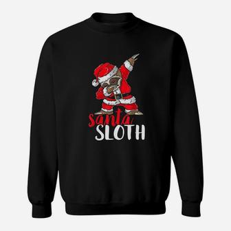 Dabbing Santa Sloth Merry Slothmas Christmas Sweat Shirt - Seseable