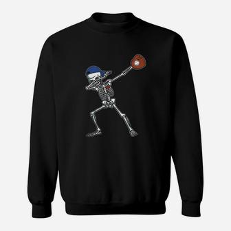 Dabbing Skeleton Baseball T-shirt Dab Hip Hop Skull Gift Sweat Shirt - Seseable