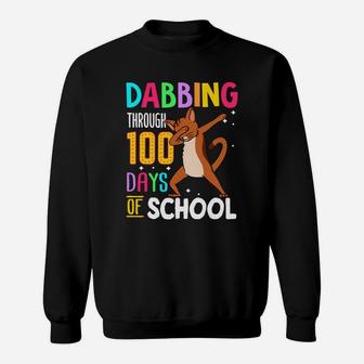 Dabbing Through 100 Days Of School Colorful Cat Lovers Funny Student Sweat Shirt - Seseable