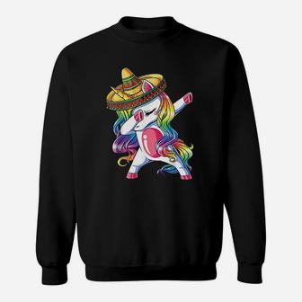 Dabbing Unicorn Funny Cinco De Mayo Rainbow Sweat Shirt - Seseable