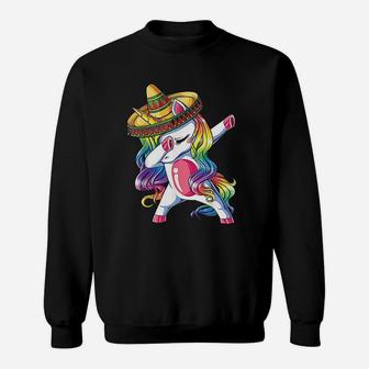 Dabbing Unicorn Funny Cinco De Mayo Women Rainbow Sombrero Sweat Shirt - Seseable