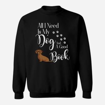 Dachshund Dog Shirt Reading Book Lover Doxie Cute Sweat Shirt - Seseable