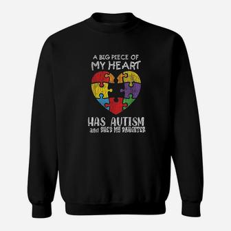 Dad Mom Daughter Autistic Kids Awareness Sweat Shirt - Seseable