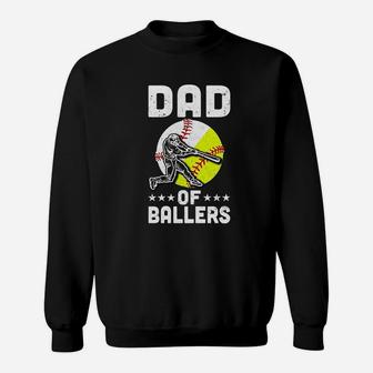 Dad Of Ballers Funny Dad Baseball Softball Fathers Day Sweat Shirt - Seseable
