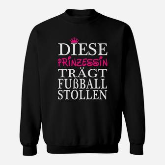 Damen Fußball Sweatshirt Prinzessin mit Fußballstollen, Kronen-Design - Seseable