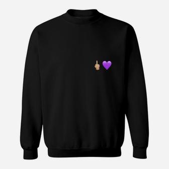Daumen Hoch und Herz Emoji Schwarzes Sweatshirt, Lustiges Design - Seseable