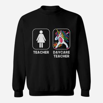 Daycare Teacher Funny Gift Dabbing Unicorn Sweat Shirt - Seseable