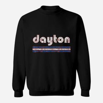 Dayton Ohio Retro Three Stripe Weathered Vintage Sweat Shirt - Seseable