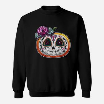 Dead Pumpkin Muertos Skull Halloween Sweat Shirt - Seseable