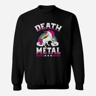 Death Metal Rainbow And Unicorn Heavy Rock Music Lover Gift Sweat Shirt | Seseable FR