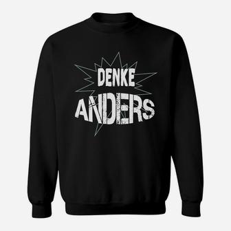 Denke Anders Comic-Stil Schwarzes Sweatshirt, Lustiges Outfit - Seseable