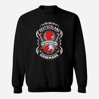 Deutschland-Dänemark Freundschafts-Sweatshirt, Schwarz-Rot mit Wappen & Herz - Seseable