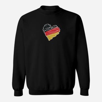 Deutschland Herzflaggen Sweatshirt für Herren in Schwarz, Patriotisches Design - Seseable