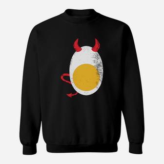 Deviled Egg Halloween Costume Tee With Vintage Texture Sweat Shirt - Seseable