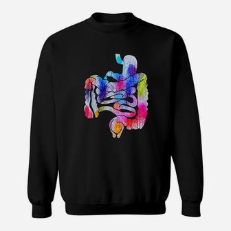 Digestive System Gastrointestinal Tract Watercolor Art Gifts Sweat Shirt - Seseable