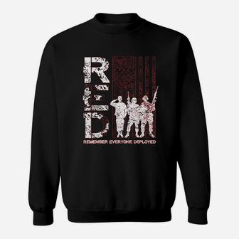 Distressed Red Friday Remember Everyone Deployed Sweat Shirt - Seseable