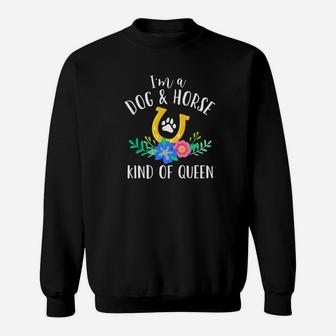 Dog And Horse Queen Equestrian Horse Riding Gift Sweat Shirt - Seseable