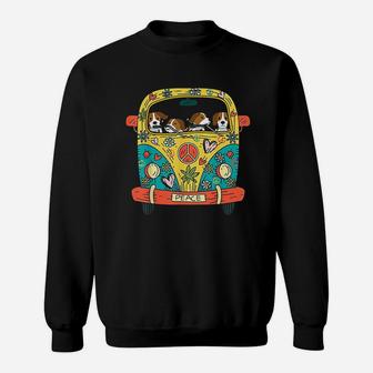 Dog Hippie Car Hippy Style Beagle Lover Gifts Sweat Shirt - Seseable