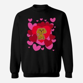 Dog Love Puppy Valentines Day Romantic Hearts Sweat Shirt - Seseable