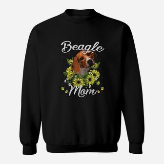 Dog Mom Mothers Day Gift Sunflower Beagle Mom Sweat Shirt - Seseable