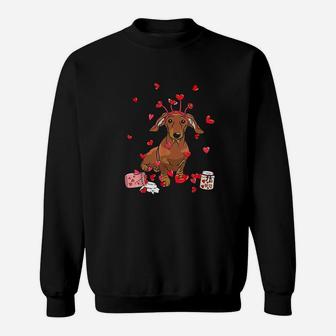 Dog Valentine Gift Cute Dachshund Valentines Day Sweat Shirt - Seseable