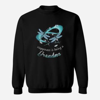 Dragonfly Happiness Is Being A Grandma Funny Grandma Gift Sweatshirt - Seseable