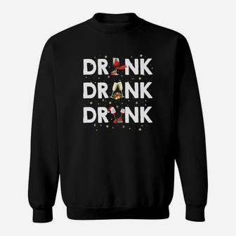 Drink Drank Drunk Christmas Wine Sweat Shirt - Seseable