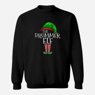 Drummer Elf Group Matching Family Christmas Gift Outfit Drum Sweat Shirt - Seseable