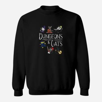 Dungeons And Cats Funny Dragon Cat Kitten Lover Kitty Gift Sweat Shirt - Seseable
