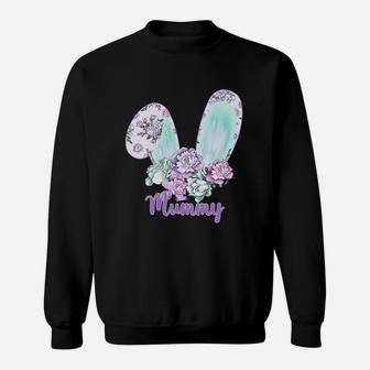 Easter Bunny With Flowers Mummy Great Family Gift For Women Sweat Shirt - Seseable