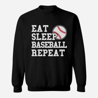 Eat Sleep Baseball Repeat Funny Baseball Player Sweatshirt - Seseable