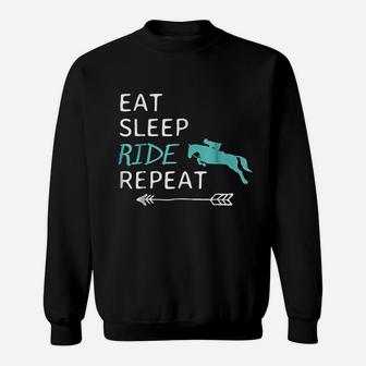 Eat Sleep Ride Horses Repeat Horseback Riding Sweatshirt - Seseable