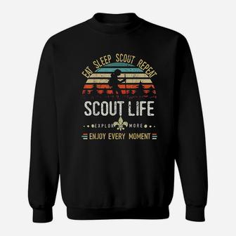 Eat Sleep Scout Repeat Vintage Scouting Life Sweat Shirt - Seseable